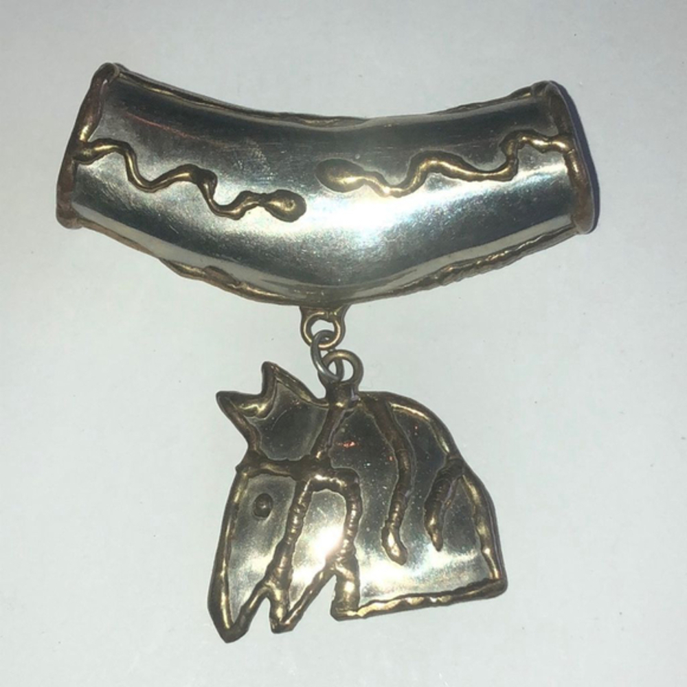 Vintage Silver Tone Dangling Horse Slider Boho Pendant